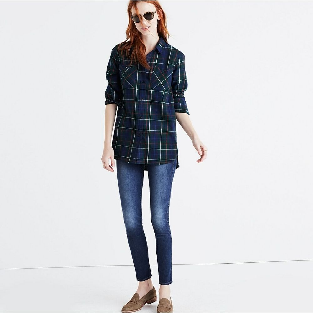 Madewell Plaid Flannel Ex-Boyfriend Shirt sz Sm